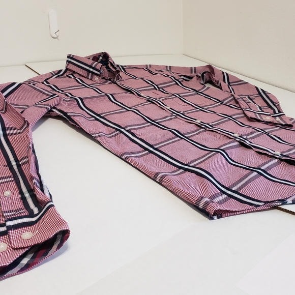 Tailorbyrd long sleeve dress & casual button up shirt Men's small plaid red/blk - Picture 7 of 8